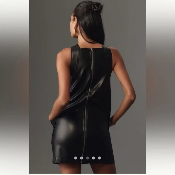 Anthropologie NWT Maeve Sleeveless Faux-Leather Mini Shift Dress size S. - Picture 3 of 16